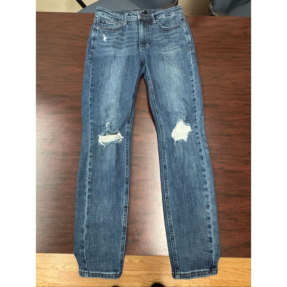 Judy Blue “Middle Man” Mid Rise Tummy Control Denim Skinny Jeans Size 7/28